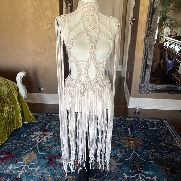 Sexy Handmade Macrame Rope Dress Festival Corset Cut Out - Picture 7 of 16